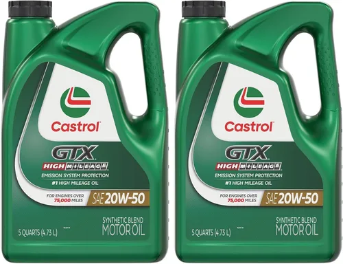 Miniatura 10 de Castrol GTX High Mileage 20W-50 Aceite de Motor de Mezcla Sintética, 5 Cuartos