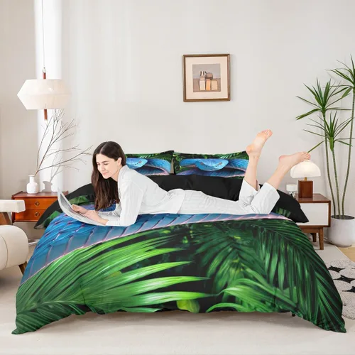 Miniatura 4 de Erosebridal Juego de ropa de cama de faro, tamaño individual, funda de edredón náutica de gaviota, funda de edredón con estampado de paisaje marino