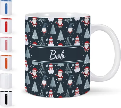 Miniatura 9 de Taza de cerámica de Navidad personalizada para niños, niñas, adultos con nombre personalizado, tazas de café de chocolate caliente, taza de té de 11