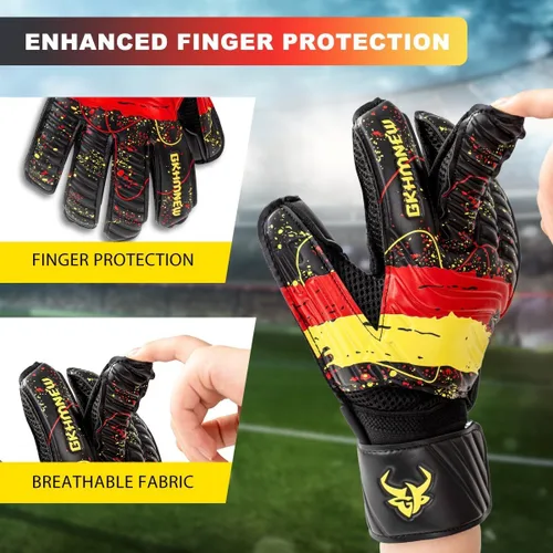 Miniatura 7 de Guantes de portero de fútbol – Nivel profesional de agarre superior, protección mejorada para los dedos, transpirables y duraderos comodidad