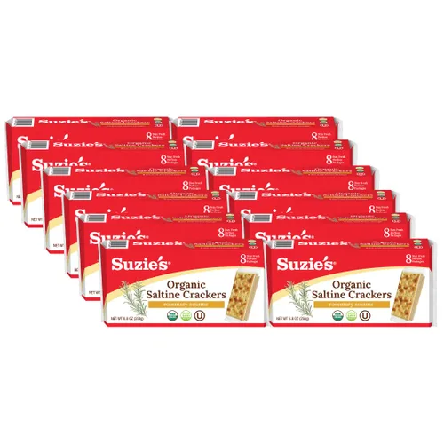 Miniatura 9 de Galletas Saladas Orgánicas Suzie's, Romero y Sésamo, Bocadillos Horneados Gourmet Saludables para Adultos y Niños - Paquete de 6, 8.8 oz Cada Una
