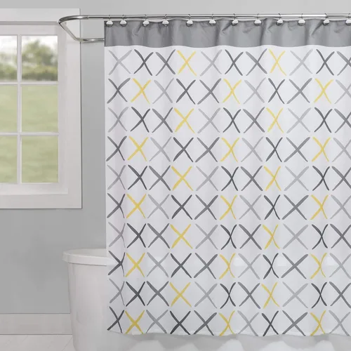 Miniatura 7 de SKL Home by Saturday Knight Ltd. Cortina de ducha de tela Hopscotch, color gris, 72x72 pulgadas Hopscotch (gris)