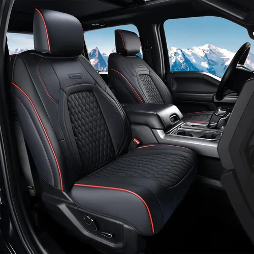 Miniatura 19 de Coverado Fundas de Asientos de Automóvil Juego Completo, Fundas de Asientos de Automóvil de Cuero Impermeables para Dodge RAM 1500 Compatible