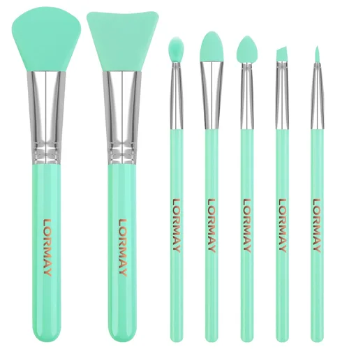 LORMAY Juego de cepillos de silicona de 7 piezas para manualidades y maquillaje de resina UV, color verde | Para manualidades de resina epoxi UV y