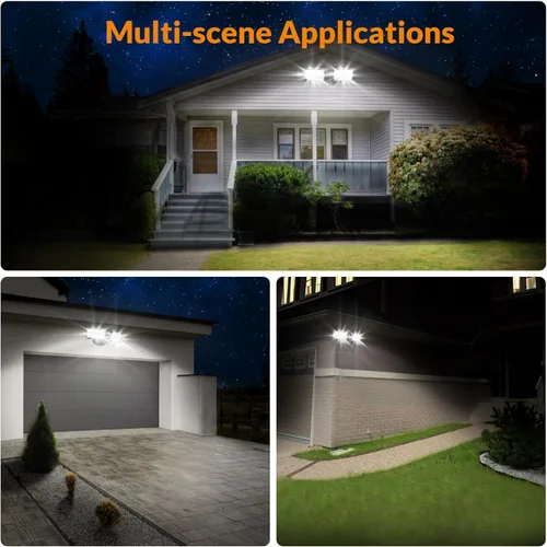 Miniatura 5 de Lepower Reflector LED de 3,000 lm para exteriores, de seguridad, controlada por interruptor, de 28 vatios con 2 cabezales ajustables, 5,500 K, Negro