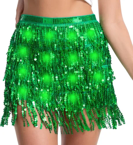 Miniatura 2 de HSCTEK Light Up - Falda tipo bufanda con flecos y lentejuelas para mujer