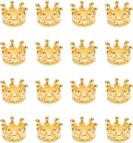 EXCEART 50 dijes de corona King Spacer Bead 3D Mini aleación corona encantos DIY Dijes vintage para hacer joyas de oro