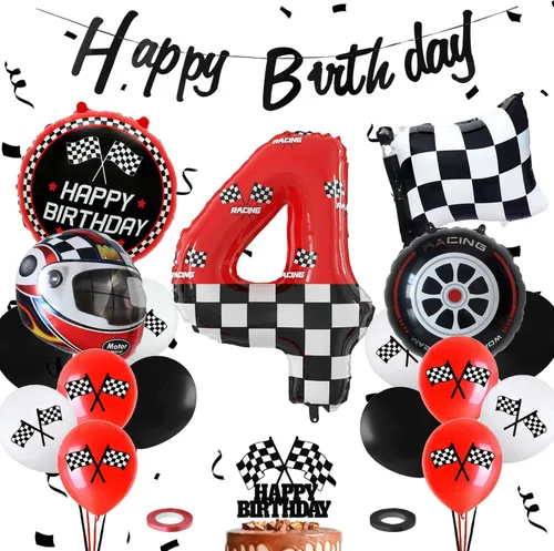 Miniatura 8 de Globos gigantes de papel de aluminio con números de tema de carreras a cuadros en blanco y negro de 40 pulgadas (Número 0)