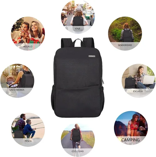 Miniatura 9 de MAXTOP Mochila para computadora portátil de viaje, mochilas de negocios con puerto de carga USB, resistente al agua, mochila para escuela y Negro
