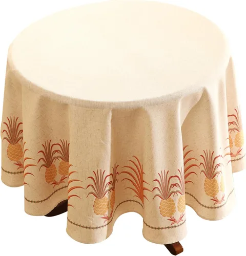 Miniatura 32 de patdrea - Mantel de lino floral, grueso, decorativo y francés para mesas rectangulares o cuadradas, para cocina y comedor, 55 x 79 pulgadas