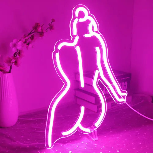 Miniatura 2 de Señal LED de neón con texto en inglés "Lady Back" para decoración de pared, de 16 x 12 pulgadas, luces de neón rosas para dormitorio, bar, hombre