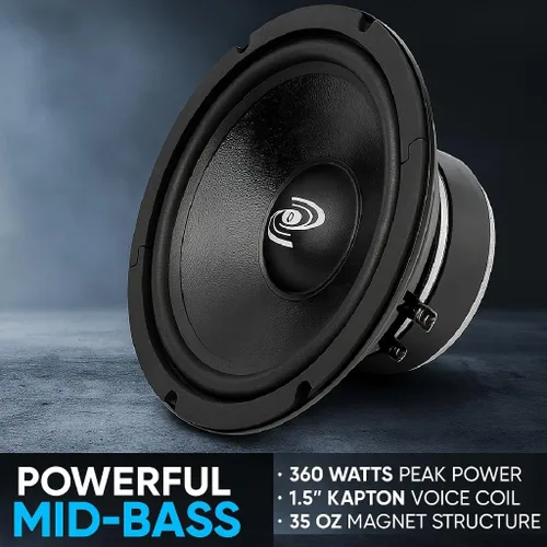 Miniatura 2 de Pyle Woofer de graves medios para automóvil de 8 pulgadas - Sistema de altavoces componentes de audio para automóvil de alta potencia de 360 vatios