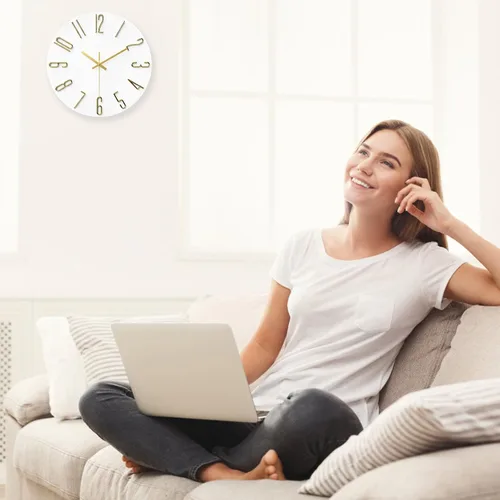 Miniatura 4 de Reloj de pared, funciona con pilas, diseño minimalista moderno para sala de estar, oficina, cocina, dormitorio y baño, silencioso sin tictac