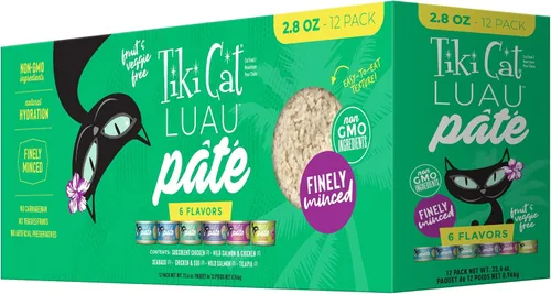 Miniatura 24 de Tiki Cat Luau Pâté, receta de atún y caballa Ahi en consumo de atún, nutrición equilibrada sin granos, comida enlatada húmeda para gatos, para todas