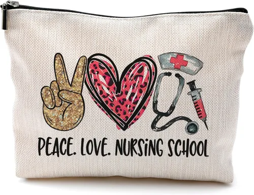 Bolsas de enfermera para mujeres y estudiantes - Bolsas de cosméticos con cremallera E Estilo-enfermera-blanco