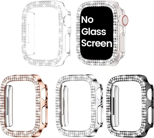 Goton Paquete de 4 Fundas con Diamantes de Imitación para Apple Watch, Protector de 38mm para Series 3/2/1, Funda con Diamantes de Imitación para