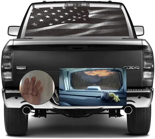 Miniatura 8 de Calcomanías para ventana trasera de camiones, calcomanía de bandera estadounidense para camioneta, calcomanía de vinilo perforado con diseño