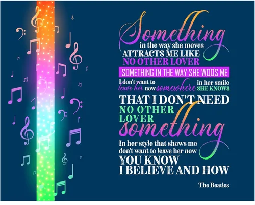 The Beatles Song Lyric - Impresión artística para pared, letra musical "Something In The Way She Moves", decoración vintage o decoración del hogar,