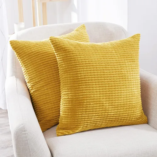 Deconovo - Juego de 2 fundas de cojín de pana modernas, elegantes y suaves, aptas para lavadora, decoración del hogar para sala de estar, sofá,