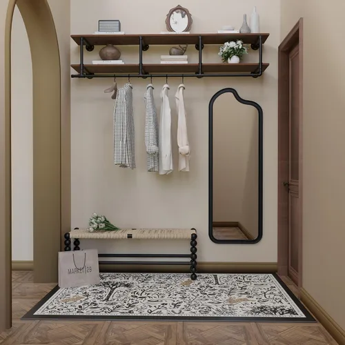 Miniatura 4 de Perchero para ropa de 72 pulgadas, para montar en la pared, con estante de madera real, perchero colgante resistente, barra para colgar multiusos