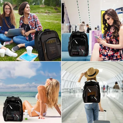 Miniatura 7 de HEEYA Mochila transparente resistente para seguridad, deportes, trabajo, viajes, estadio