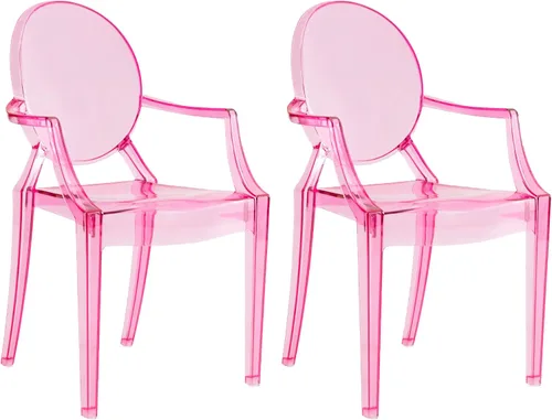 Miniatura 11 de JOON Paquete de 2 sillas fantasma para niños con reposabrazos transparentes, 25 x 13 x 14.5 pulgadas, material de policarbonato, altura del asiento