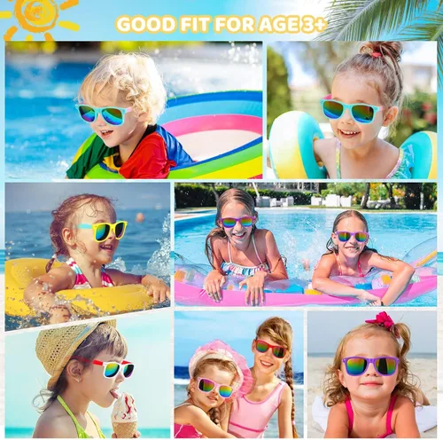 Miniatura 3 de SCIONE Paquete de 24 lentes de sol para niños, regalos de fiesta de cumpleaños, graduación, fiesta de playa, piscina, regalos de San Valentín