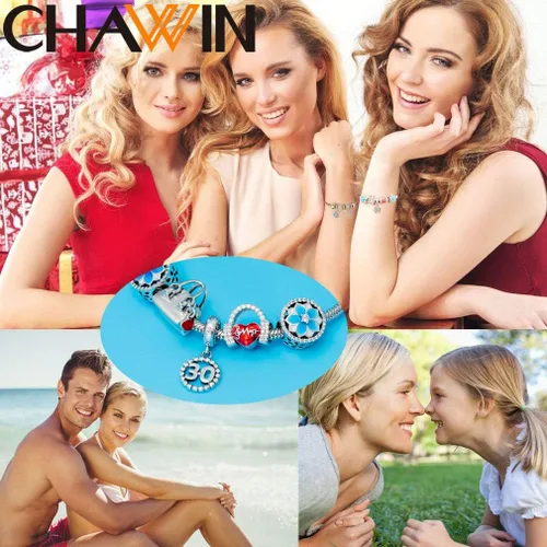 Miniatura 6 de 16 17 18 19 20 21 22 24 25 26 30 32 33 35 37 40 49 50 60 69 77 80 88 99 dijes de plata de ley 925 que se ajustan a pulserascollar Pandora colgantes