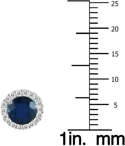 Miniatura 2 de Aretes de tuerca de diamantes naturales y piedras preciosas genuinas de 0.197 in en oro blanco de 14 quilates