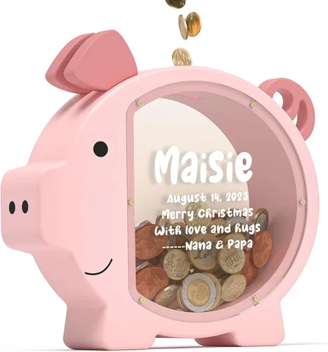 Miniatura 11 de Summidate Alcancía de madera para niños, niñas, niños y adultos, grandes facturas irrompibles, cambio de monedas, tarro de ahorro de dinero, regalo