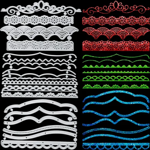 Patelai 19 piezas troqueladas para hacer tarjetas, encaje de metal, álbumes de recortes, recortes, bordes, plantillas en relieve para manualidades,