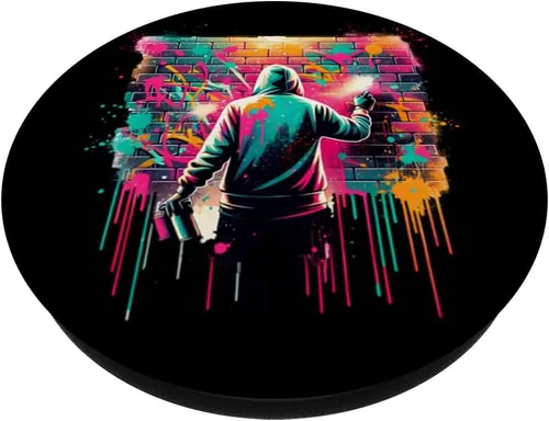 Miniatura 2 de Graffiti Street Artist Urban Brick Wall Retro 80s and 90s PopSockets Adhesive PopGrip