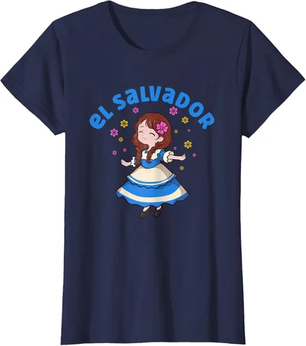 Miniatura 33 de Camiseta de mujer hispana con bandera salvadoreña de El Salvador Orgullosa, Negro