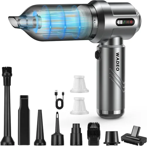 Miniatura 9 de WADEO Aspiradora de mano inalámbrica, 4 en 1 21000 PA sin escobillas para automóvil y 210000 rpm, soplador de aire de batería de 7500 mAh