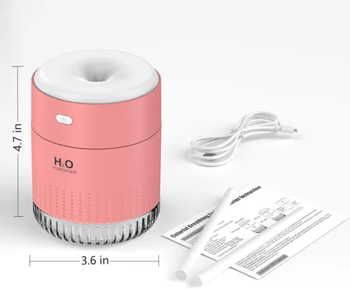 Miniatura 9 de Mini humidificador portátil, apagado automático, 2 modos de niebla, silencioso, pequeños humidificadores para dormitorio, viajes, oficina, Rosa