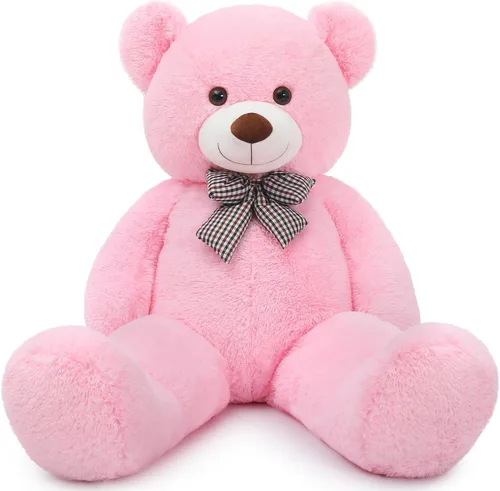 Miniatura 31 de MaoGoLan - Oso de peluche gigante de 52.0 pulgadas, peluche grande color canela con lindo moño y huellas, peluche suave de oso con moño para regalar