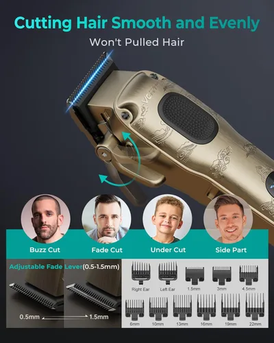 Miniatura 2 de VGRPRO Cortapelos para hombres profesionales, inalámbricas y con cable para cortar el cabello con estuche de paquete, kit de aseo eléctrico para uso