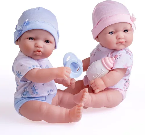 Miniatura 8 de Berenguer Boutique Realistic La Newborn Gemelos de Vinilo Lavable de 12.5 pulgadas Juego de Regalo Temático Azul y Rosa con Pañal Reutilizable