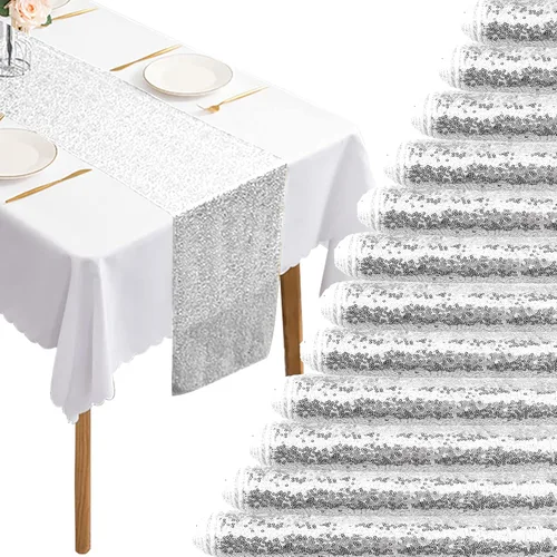 Miniatura 15 de 12 Paquetes de Caminos de Mesa con Lentejuelas Brillantes para Comedor para Cumpleaños, Bodas, Compromisos, Nupciales, Baby Shower, Despedida