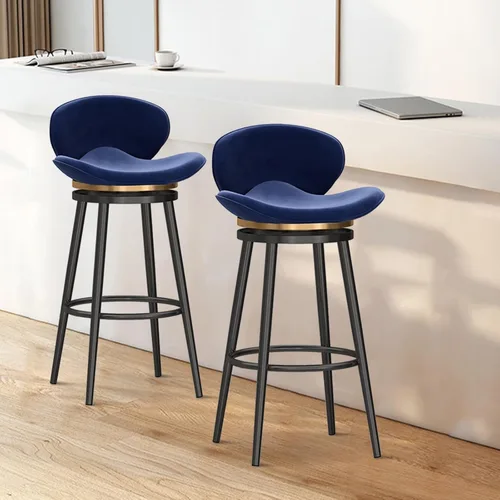 Miniatura 7 de Taburete de bar moderno con Patas de Metal Negro, giratorio de 360 grados, cómodo y tapizado, ideal para el hogar, bar, cocina, isla, comedor o Pub