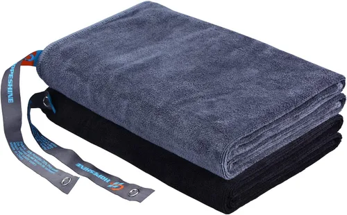 Miniatura 11 de HOPESHINE Toallas grandes de gimnasio para hombres y mujeres, color negro, para entrenamiento, sudor, súper absorbente, toalla de viaje deportiva