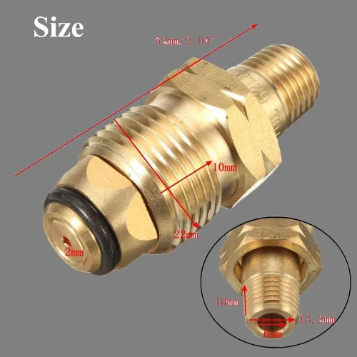 Miniatura 3 de 2 paquetes de adaptadores universales de tanque de cilindro de gas de propano LP LPG de montaje de conector de latón de flujo completo 1/4 '' 0.236