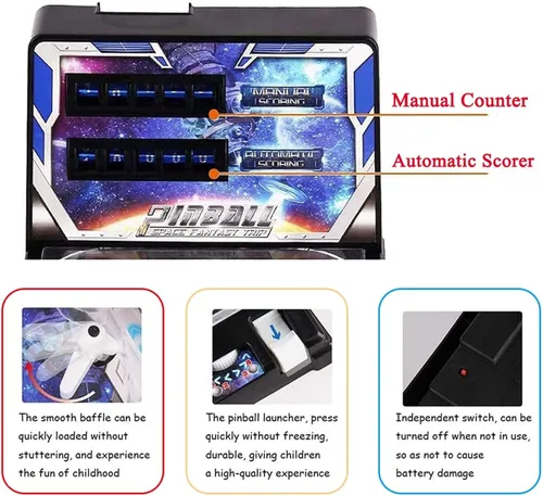 Miniatura 4 de Retro Arcade Game Desktop Pinball Machine Electronic Super Marble Arcade Machine Mini Pinball Juego con marcador de música ligera