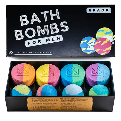 Miniatura 9 de Bombas de baño para hombres – 8 bombas de baño naturales grandes con forma de diamante Juego de baño de burbujas relajante y bolas de baño