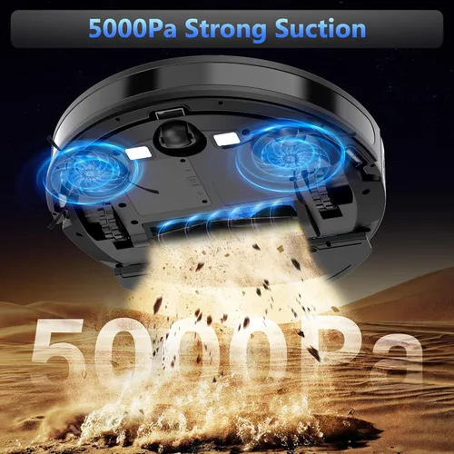 Miniatura 2 de Tikom Robot aspirador y trapeador combinado, aspiradora robótica de 5000 Pa, 150 minutos máximo, aplicación y control remoto, ideal para suelos