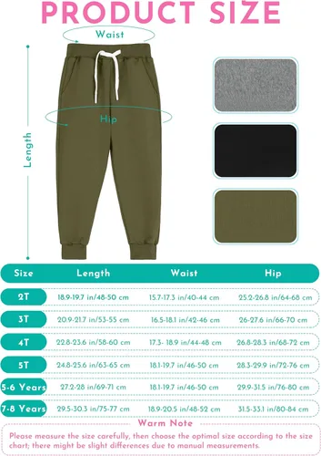 Miniatura 18 de Resinta Paquete de 3 pantalones deportivos de algodón para niños pequeños, pantalones deportivos con bolsillo, ropa de entrenamiento