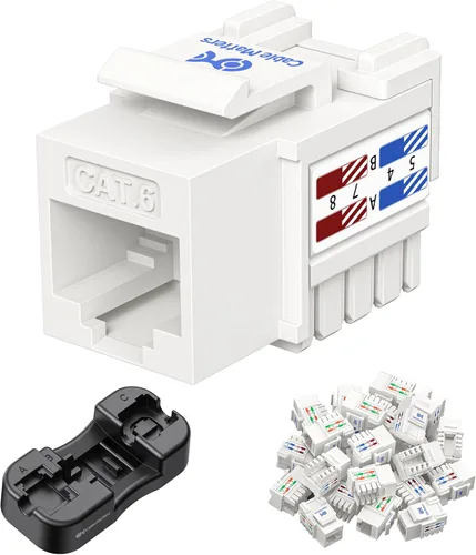 Miniatura 10 de [Con certificado UL] Paquete de 25 enchufes Keystone de presión Cable Matters Cat6 RJ45, Negro