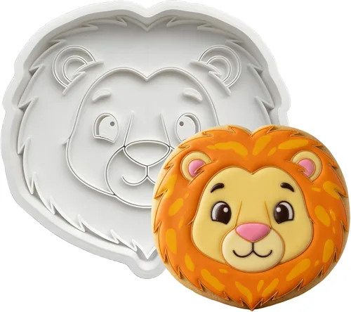 Miniatura 16 de Juego de 8 cortadores de galletas de animales con mango de sello 3D, diseño de selva para cocina, formas de pastel de ácido poliláctico