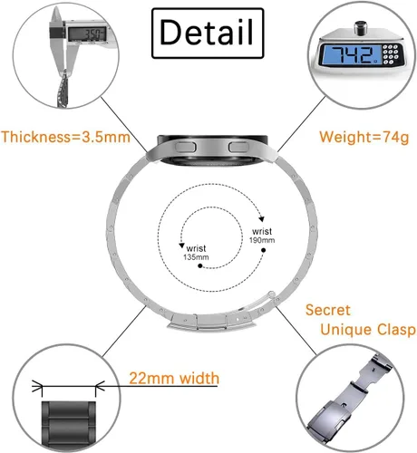 Miniatura 3 de Correa de titanio, pulsera de eslabones de metal ligera de 0.866 pulgadas, compatible con Samsung Galaxy Watch 3 de 1.772 pulgadas/1.811 pulgadas