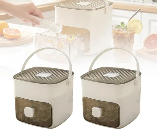Miniatura 8 de Bandeja de cubitos de hielo con tapa y contenedor: bandeja de hielo portátil para congelador - Molde de hielo de fácil liberación - Sistema de Blanco
